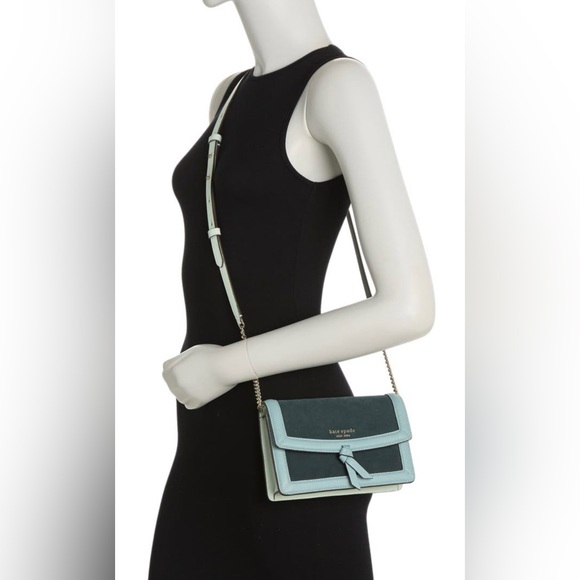 NWT Kate Spade green color block flap crossbody bag and NWT mint wristlet set - Picture 7 of 15